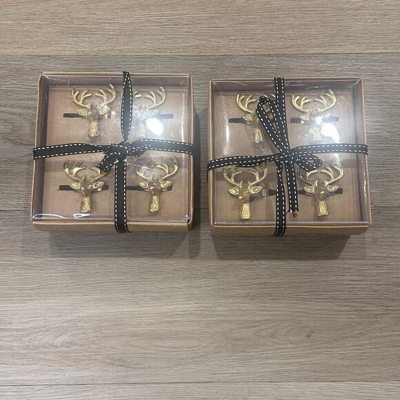 Christmas Holiday NIB Deer Napkin Rings 2 Sets of 4 (8 Total) Kitchen Decor - Picture 3 of 6